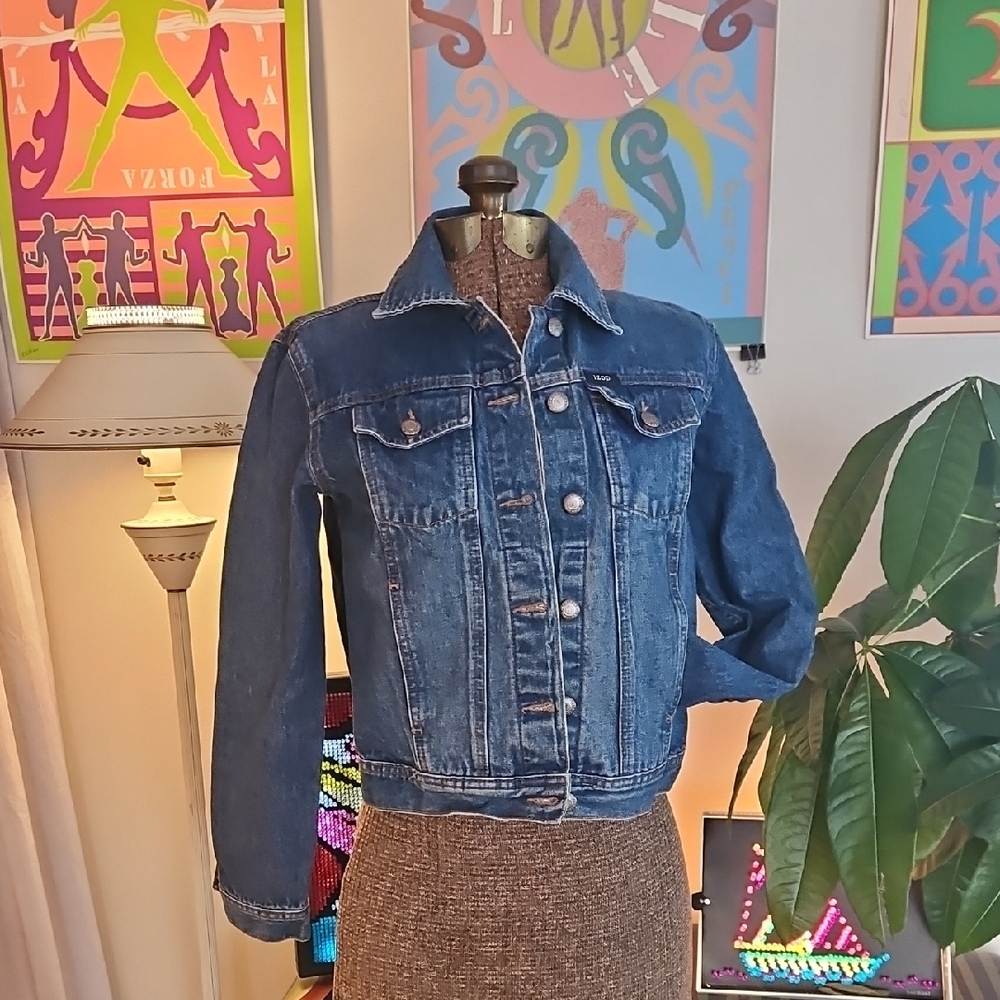 Vintage 80s Izod Lacoste Blue Denim Jean Jacket Women's Petite Small 100% Cotton